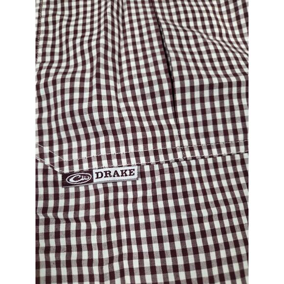 Drake Waterfowl Men's Vented Dark Red Check Short Sleeve Button Shirt 3XL - Picture 2 of 5